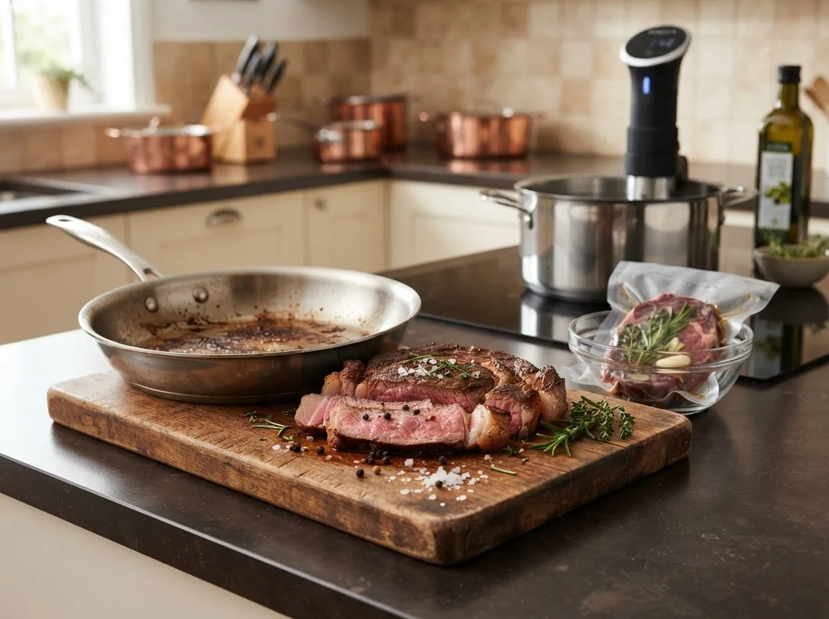 Costata tagliata, cotta medium-rare in modo uniforme